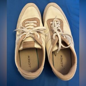 JCrew women trainers sneakers. Retro inspired with mixed materials neutral color